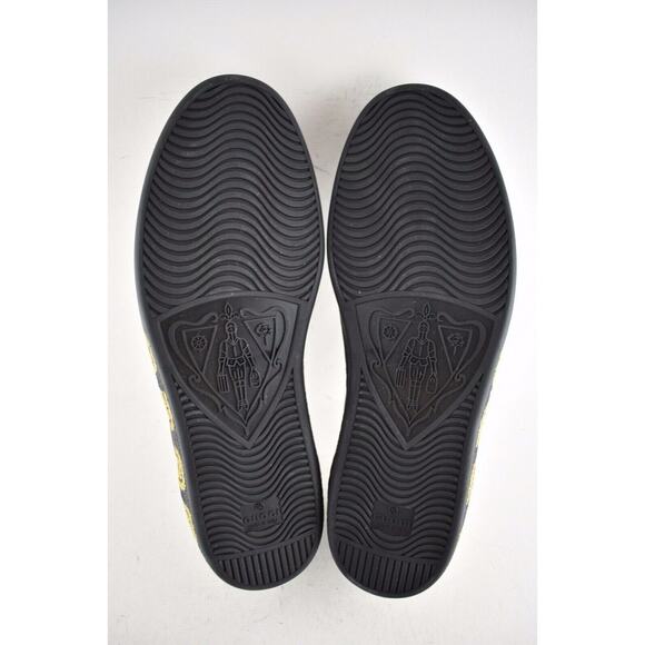 Gucci Mens Black New Ace Guccy Leather Gold Flat Low Top Lace Sneakers G 6.5 7.5 - Picture 12 of 12